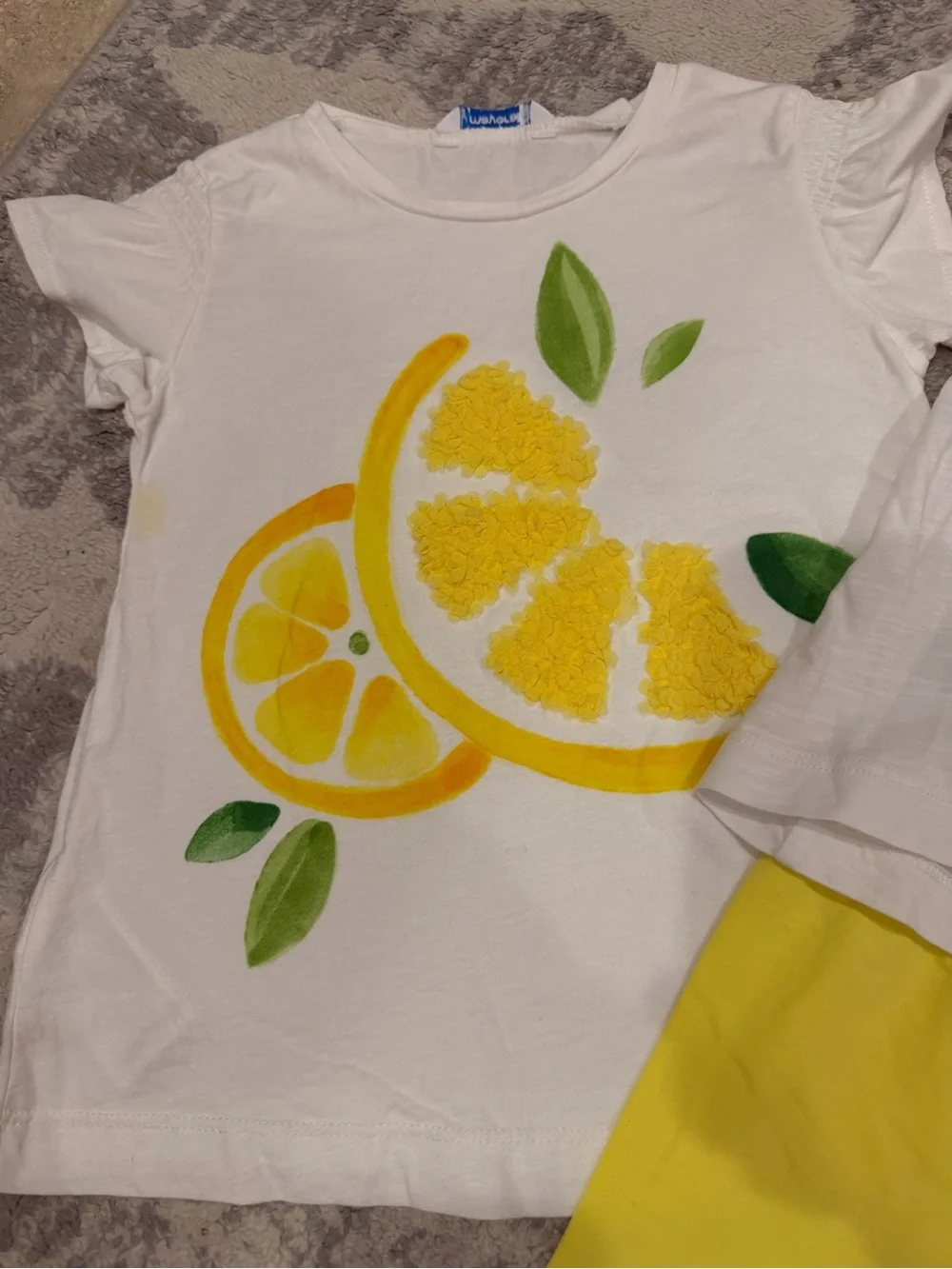 Mayoral White & Yellow Lemon Graphic Pajama Set